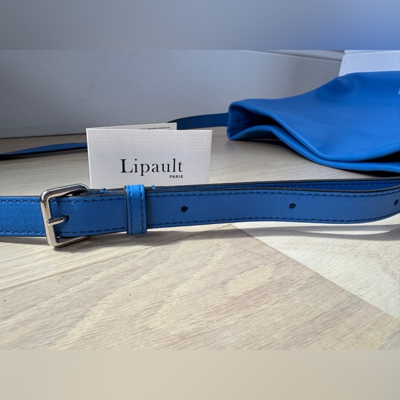 Lipault By The Seine Large Leather Bucket Bag Cobalt Blue Purse Crossbody Tote - Picture 13 of 16